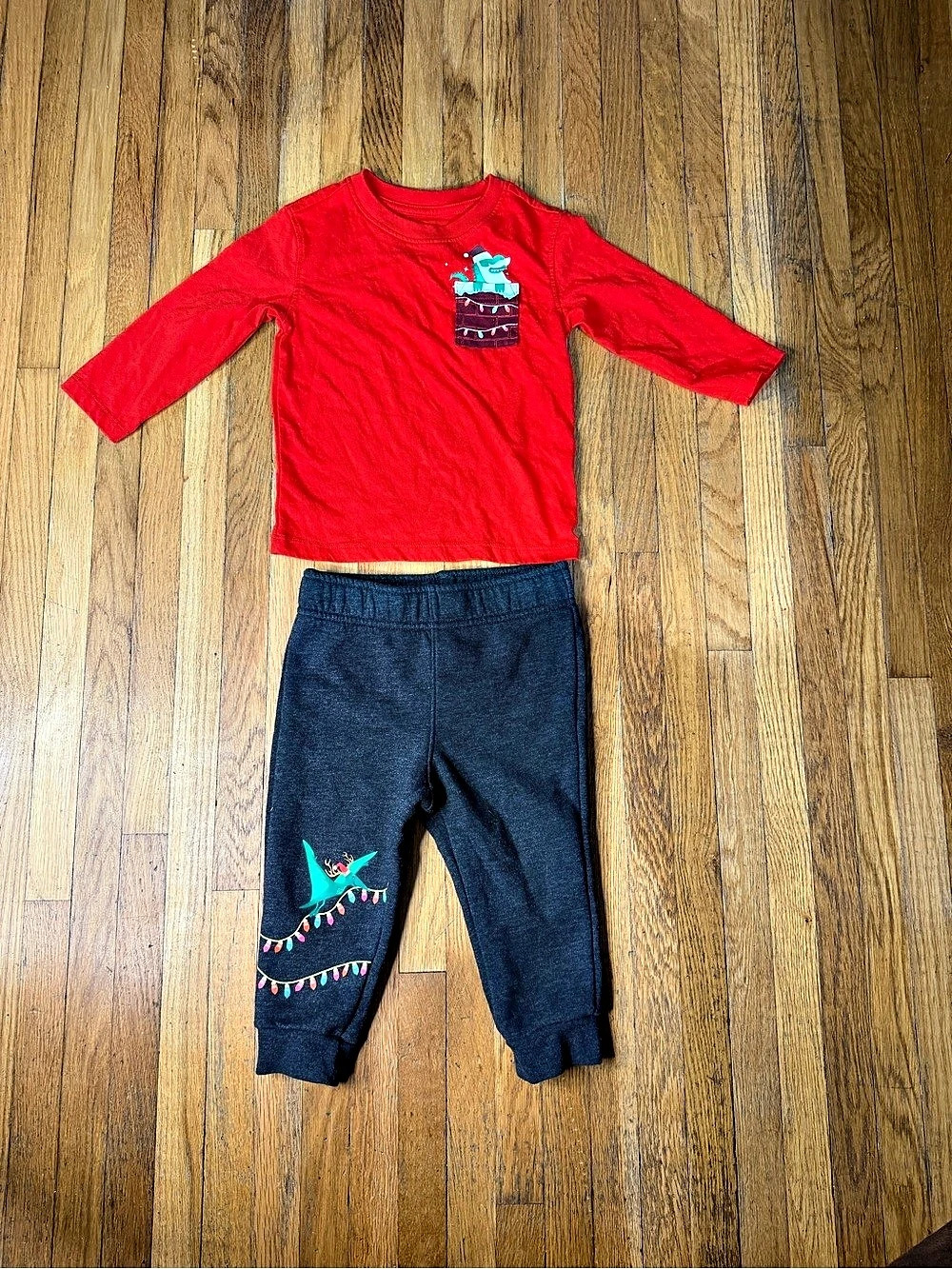 Cat & Jack Holiday Dinosaur Matching Set Baby 18M